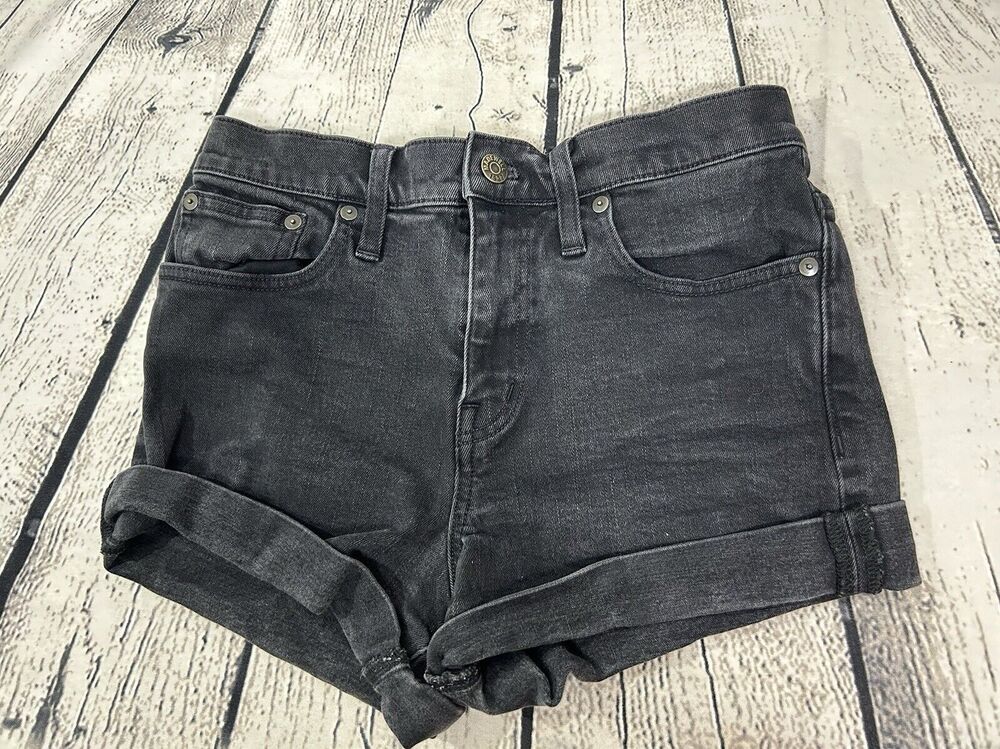 Madewell Shorts Women's Size 26 Black Lunar Wash Denim Cuffed